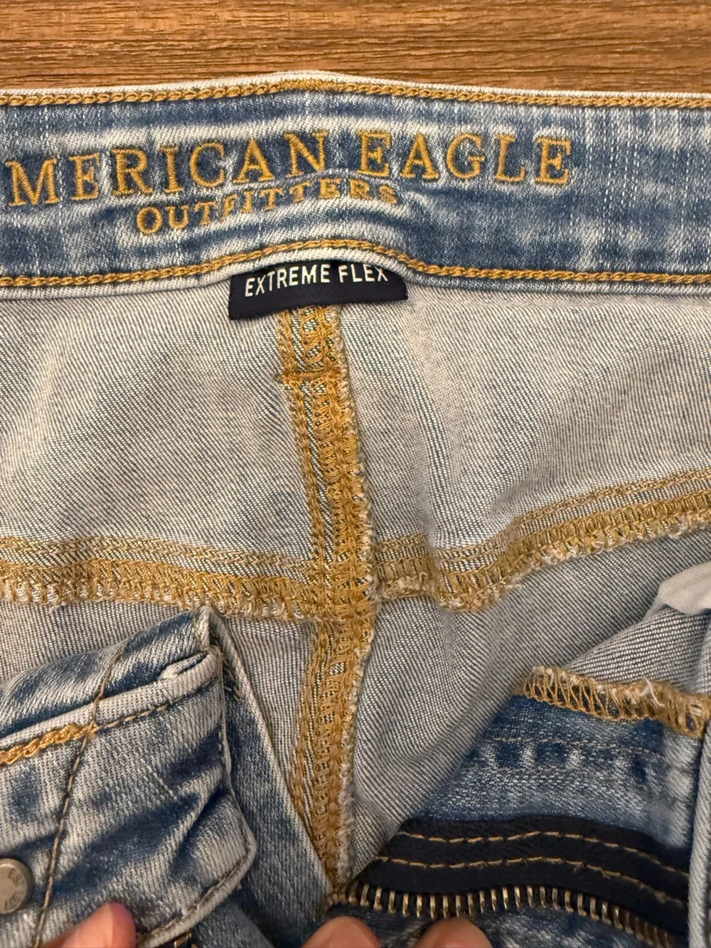 American Eagle Outfitters Light Wash Distressed Denim Shorts